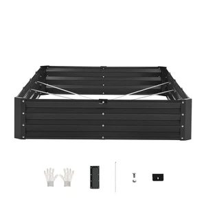 Metal Raised Garden Bed 8x4x1 ft Outdoor Galvanized Planter Box Dark Gray - Picture 1 of 12