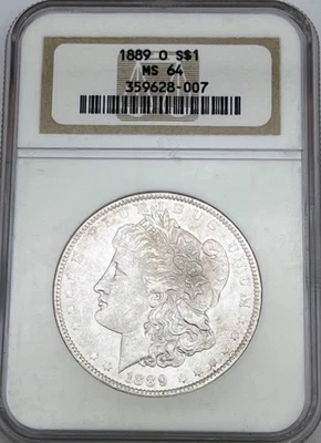 1889-O Morgan Silver Dollar NGC MS64 Mint State Graded BU UNC Uncirculated - Image 1 of 2