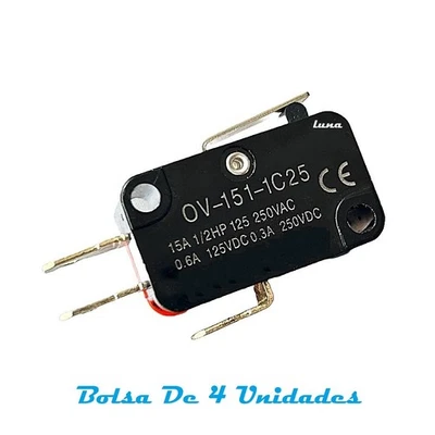 Micro Interruptor - Sensor Final Carrera - 15A 250V - Micro Switch - 4 Unidades - Imagen 1 de 3