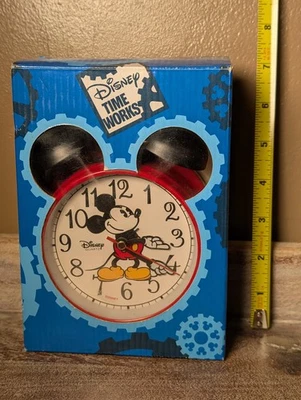 Disney Time Works Mickey Mouse Alarm Clock Quartz Analog Red Ears with Box - Image 1 of 3