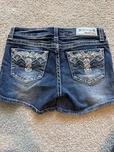 grace in la shorts Denim Bling, Biker Country Short Jean Shorts size 29” Waist - Picture 1 of 14