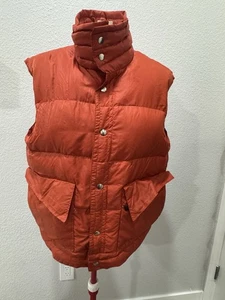 Vintage Holubar Goose Down Puffer Vest Orange Size Large Boulder Colorado USA - Picture 1 of 6