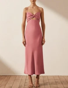 SHONA JOY Twist Front Sleeveless Cutout Midi Dress Size 16 AU NEW WITH DEFECTS - Picture 1 of 4