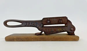 Antique Cast Iron Tobacco Cutter Peace and Good Will - Picture 1 of 14