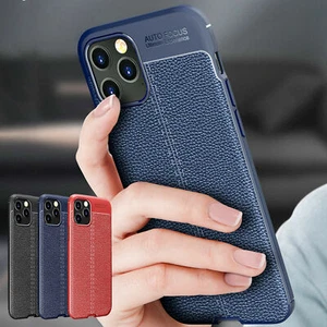 Leather Slim Rubber Bumper Case Cover For iPhone 15 Pro 14 Pro 13 Pro 12 Pro - Picture 1 of 16