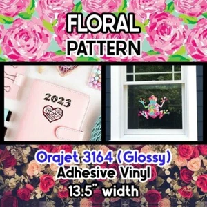 Floral / Flowers Patterned Adhesive Vinyl 13.5" ROLL **FREE SHIPPING** - Picture 1 of 58