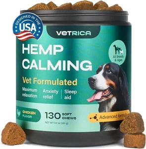 Dog Calming Treats Anxiety Relief Hemp Calming Chews Dogs Stress, Separation - Picture 1 of 7