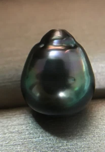 Natürliche 13x9,3mm echte schwarze Pfau lose Perle voll gebohrt - Bild 1 von 1
