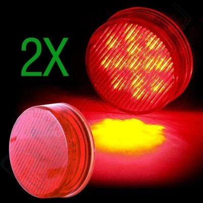 Pair Red 2.5" Round Side Marker Clearance Light 13 LED Truck Semi RV Trailer 12V - Image 1 of 4