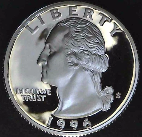 1996-S 25C Washington Quarter GDC Proof 90% Silver 22hct0531 Cover
