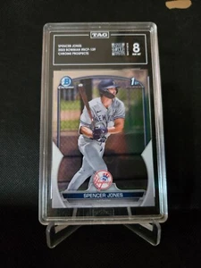 Spencer Jones 2023 Bowman Chrome '1st Bowman' Card Graded 8 NM-MT Tag #BCP-139 - Foto 1 di 2