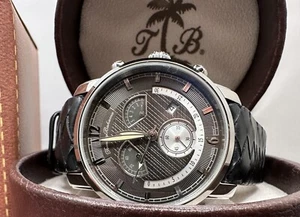 Tommy Bahama Watch TB1134 Chronograph Morocco Black Leather Strap Swiss - Picture 1 of 16