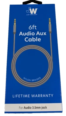 JW Just Wireless 6 Ft Audio Aux Cable For Audio 3.5mm Jack  Nylon Braided Sealed - Image 1 of 2