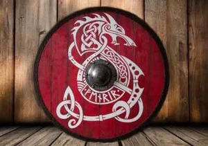 Shield For Cosplay Medieval Fenrir Wolf Wooden Shield,Medival Warrior Shield - Picture 1 of 4