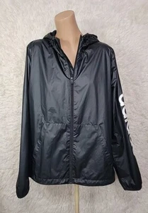 Adidas Jacket Size XL Black Windbreaker Hooded Full Zip Lightweight Pockets L - Picture 1 of 8