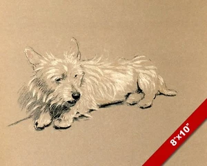 QUIET MOMENT PET PUPPY DOG ANIMAL ART CECIL ALDIN PAINTING PRINT ON REAL CANVAS - Picture 1 of 1
