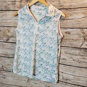 PEBBLE BEACH PERFORMANCE BLUE GREEN WHITE SLEEVELESS ATHLETIC GOLF TOP Large - Picture 1 of 7