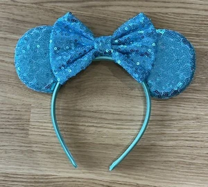 Minnie Mouse Light Blue sequin Ear Headband Disney Inspired Mickey - Picture 1 of 2