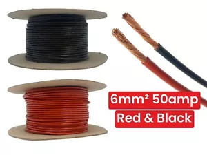 6mm² 50 Amp Thin Wall Auto PVC Battery Cable - Red & Black - Multiple Lengths - Picture 1 of 5
