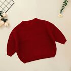 Baby Infant Kids Boy Girl Solid Knit Sweater Cotton Long Sleeve Pullover Tops