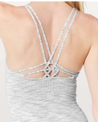 Lululemon Power Y Майка Размер 4 Ветреный Шифер Встроенный Бюстгальтер Luon С Ремнями - Изображение 1 из 4