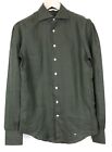 SUITSUPPLY Men Shirt ~XS Extra Slim Green Pure Linen Long Sleeved Formal