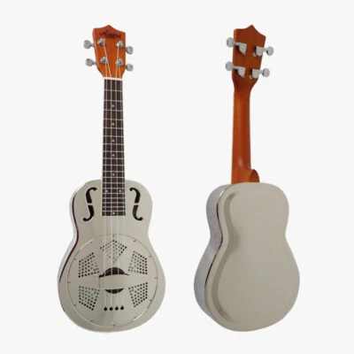 [Video] Aiersi F Hole Glossy Chrome Brass Body 24 Inch Concert Resonator Ukulele - Image 1 of 4