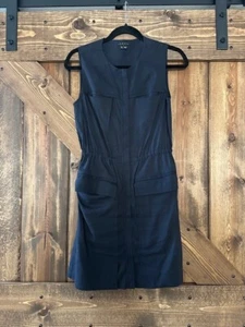 Theory Sebiya Praia Chambray Dress,Full Front Zip, Front Pockets - Sz P - Picture 1 of 9