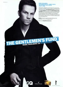 2008 Gentlemen's Fund James White Mark Wahlberg anuncio de revista de 1 página - Imagen 1 de 1