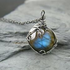 Vintage Personality Leaf Wrapped Moonstone Pendant Necklace Boho Gift UK