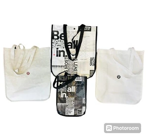 Lululemon Set of 4 🛍️ Bags Tote Yoga Gym Shopping Gift Lunch 3 Large 1 Small - Picture 1 of 7