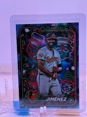 2024 Topps Holiday (Winter) Blue Metallic Holiday Tree #H196 Eloy Jimenez MLB - Image 1 of 2