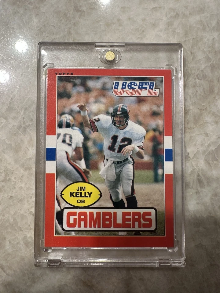 1985 Topps USFL #45 Jim Kelly Houston Gamblers Football Card NM-MT Sharp Card RC - Image 1 of 4