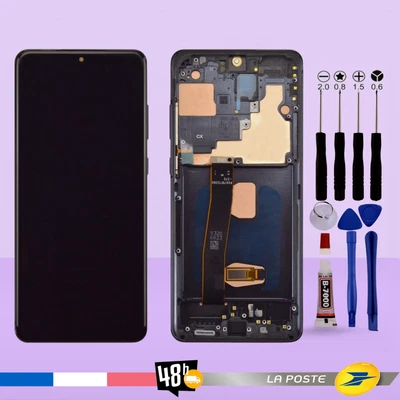 KOMI Ecran Pour Samsung galaxy S20 Ultra G988U G988U1 G9880 Châssis Noir Empreinte