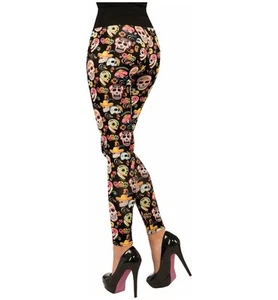 Day Of The Dead Senorita Mexican Spanish Skull Women Costume Leggings - Picture 1 of 1