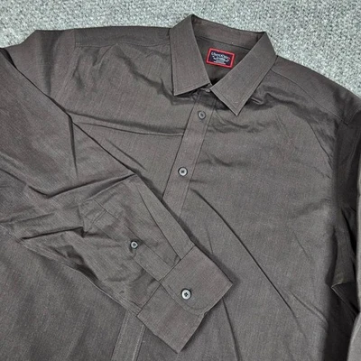 UNTUCKit X-Large Slim Fit Stretch Performance Dress Shirt Mens Brown Cotton - Image 1 of 4