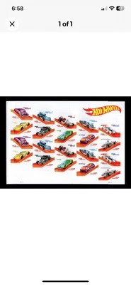 HOT WHEELS CARS  Sheet of 20 US POSTAGE FOREVER STAMPS 2018.  - Image 1 of 2