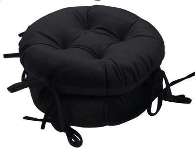 Augld 2件装吧凳靠垫小型儿童椅垫带12x12x2圆形黑色  — 第 1/4 张图片