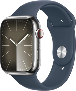 Apple Watch Series 9 [GPS + Cellular, 45mm] - Boîtier en acier inoxydable argenté avec - Photo 1 sur 4