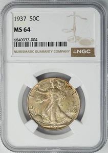 1937 Walking Liberty Half 50c MS64 NGC 949622-1 - Picture 1 of 4