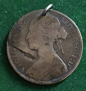 Old Victoria Penny 1873 Counter Stamped Longleat 4/799 Interesting Coin - Picture 1 of 10