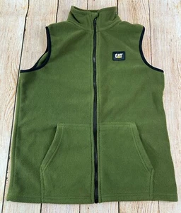 CAT Caterpillar Green Full Zip Fleece Vest Boys Youth Large 14/16 - Picture 1 of 6