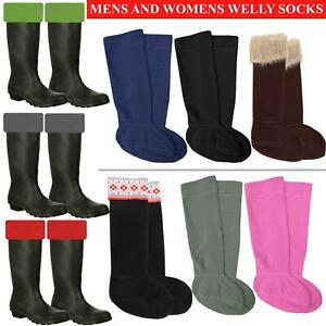 Mens Womens Fleece Wellie Socks Ladies Wellington Boot Thermal Liners Warm