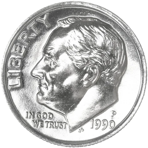 1990 P Roosevelt Dime Gem BU US Coin Cover