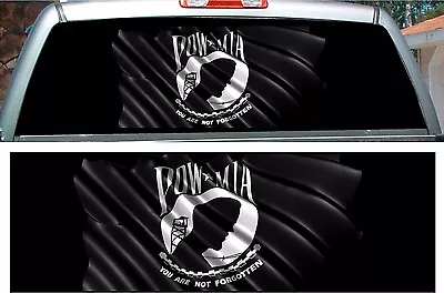 POW MIA flag rear window view thru graphic decal wrap - Image 1 of 2