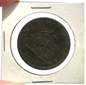 Moneda de 1 centavo de San Jorge del Banco del Alto Canadá de 1857 - Imagen 1 de 2