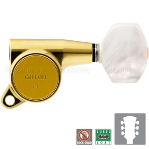 NEW Gotoh SG381 Guitar Tuning L3+R3 PEARLOID Buttons Keys Set 3x3 - GOLD - Picture 1 of 4