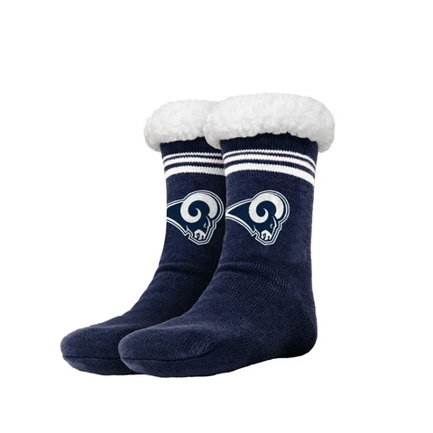 Los Angeles Rams Women's Stripe Logo Tall Footy Slippers - Size 6-10 Non Skid Cover
