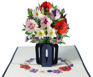 POP UP 3D Klappkarte, Muttertag, Mohn Blumen Glückwunschkarte, Geburtstag, Dank - Bild 1 von 3