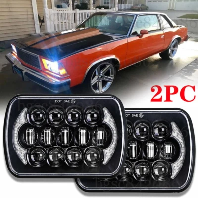 Faro LED 2 piezas punto 5x7" 7x6 haz alto bajo DRL para Chevrolet Malibu 1978-1981 Foto 1 de 4